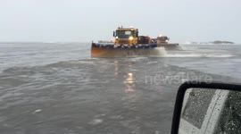 Wet snow in Keflavik Airport Iceland