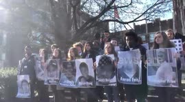 Students walk out in silence in honor of the 17 slain victims of Marjory Stoneman Douglas High School and two victims of Marshall County High School