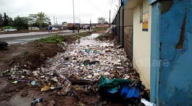 Heavy Nairobi downpour flood offices and washes plastic bags to road