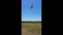 Helicopter dropping Easter eggs