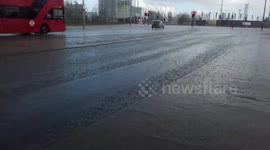 Mini beast from the east, hail storm at Queen Elizabeth Olympic Park,  London