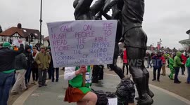 IRISH FANS CELEBRATING AT TWICKENHAM VS ENGLAND RUGBY