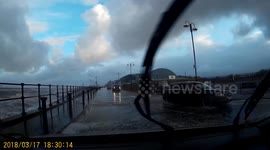 Caught on dash-cam: Cleethorpes car drenched by storm waves