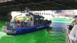 Chicago River dyed green for St. Patrick's Day
