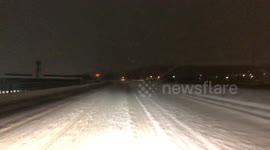 Snow on the M1 this morning going past Meadowhall in South Yorkshire
