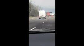 Van drives on a dangerous twist down the m25