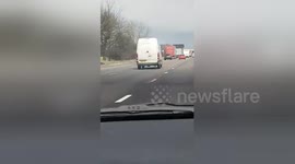 Newsflare Edit - Van drives on a dangerous twist down the m25
