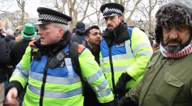 Metropolitan Police officer nearly blinded at Speakers Corner today as Tommy Robinson speaks