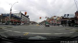Instant Karma for dumb driver.