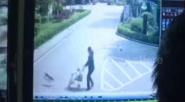 Plank thrown from building hits baby