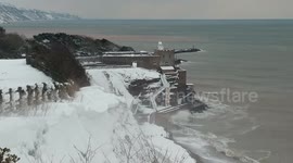 Drifting snow above Sidmouth Devon