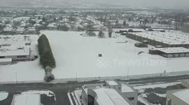 Drone captures South East Ireland blanketed in snow