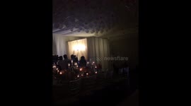 Actress dazzles birthday guests with light-up dress