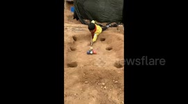 Chinese village boy makes pool table out of clay