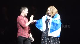 Adele - FUNNY - Live in Glasgow - Selfie with Fan & Scottish Flag around her shoulder