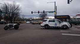 Motorcycle vs cop accident on federal and Evans with some lanes closed for investigation