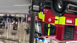 Fire brigade and police cordon off Tottenham Court Road