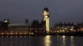 London United projected on the Houses of Parliament