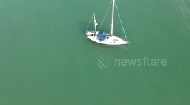 Drone Shot of Sailing Boat