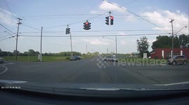 Moment car is brutally sideswiped after running red light