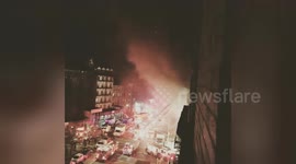 Eyewitness captures video of massive fire on Harlem movie set