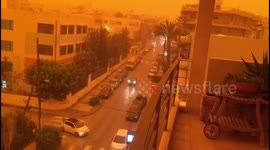 Dust storm turns Greek island orange