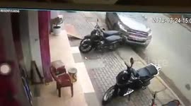 The Car Crash with Six Motorbikes