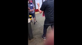 Arsenal and Chelsea fans fighting after FA Cup