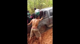 Kind pupils help teacher who was stuck in the mud