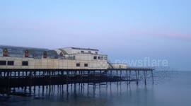Starlings in Aberystwyth burst out at sunrise