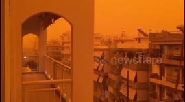 Dust storm turns Greek island orange