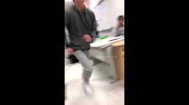 Boy bangs his head on top of door when attempting jump