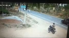 Four men miraculously escape after tree falls on car
