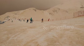 Sahara dust storm turns Sochi snow an eerie orange