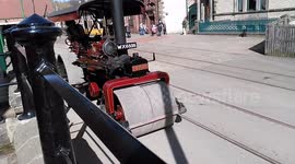 Vintage steam roller at Beamish museum