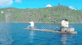 Couple enjoy a raft boat-trip in Lagunas de Montebello National Park