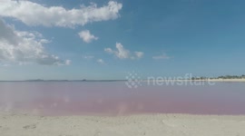 Stunning views of pink lake in Mexico's Yucatan