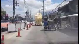 Overloaded tricycle stacked with foam