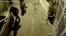 The man who theft the rearview mirror on the car