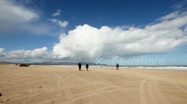 Time Lapse Of Hail Shower Over Beach