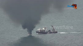 Arde velero en la ria de Vigo