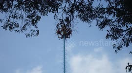 'Flying Men' perform in Mexico City Ritual