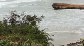 Aftermath of Hurricane Irma, beachhead breaking away.