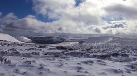 Brecon Beacons snowy time lapse, Wales uk, snow, weather, wind, mountains