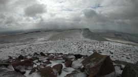 Video time lapse Brecon Beacons Pen y Fan Wales mountains winter weather snowy conditions