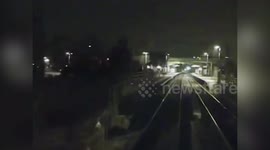 Train track near miss caught by onboard cctv camera