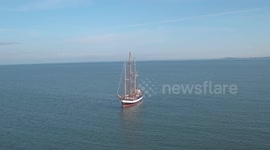 Tall ship 'The Pelican of London' arrives in it's new permanent home, Whitehaven Cumbria