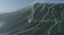Drone camera gets swallowed up in monster Portugal wave