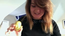 Girlfriend pranks boyfriend with chocolate-covered raw egg for Easter