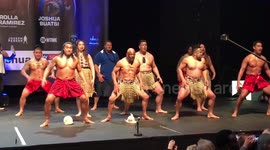 Joseph Parker greeted by the Haka at weigh-in